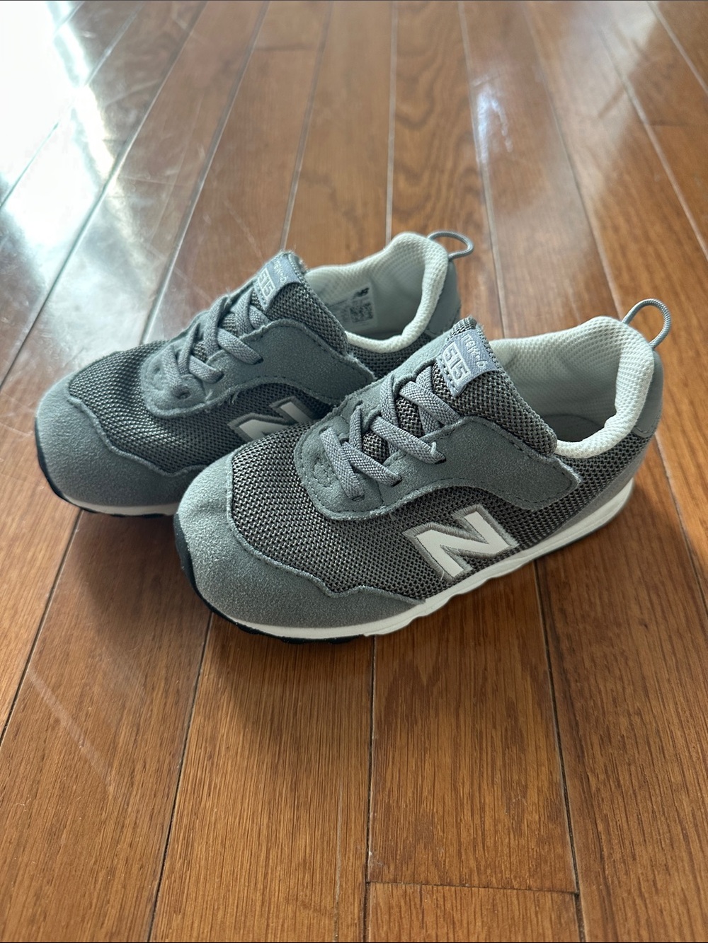 New Balance Kids Gray Mesh & Suede Sneakers